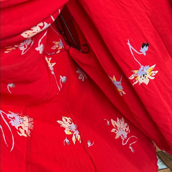 Free people  Red Floral Long Sleeve Dress - Picture 13 of 16